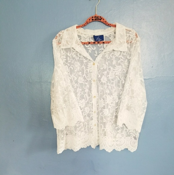 Tops - J.H. collectible womens white floral button down